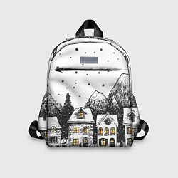 Детский рюкзак Черно-белый новогодний город, цвет: 3D-принт