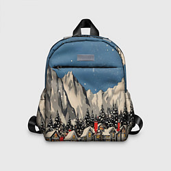 Детский рюкзак Небольшой новогодний город в горах, цвет: 3D-принт