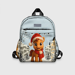 Детский рюкзак Милая новогодняя лошадка с шарфом, цвет: 3D-принт