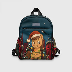 Детский рюкзак Лошадка в новогодней гирлянде, цвет: 3D-принт