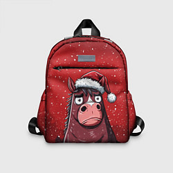 Детский рюкзак Конь в новогодней шапке, цвет: 3D-принт