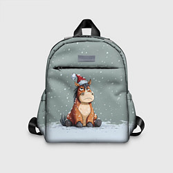 Детский рюкзак Лошадка на фоне снегопада, цвет: 3D-принт