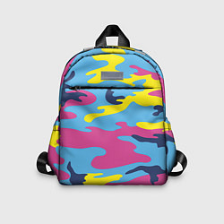 Детский рюкзак Камуфляж: голубой/розовый/желтый