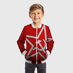 Бомбер детский Флаг СССР: Серп и Молот, цвет: 3D-белый — фото 2