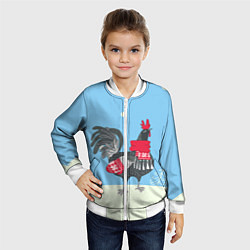 Бомбер детский Милый петушок зимой, цвет: 3D-белый — фото 2