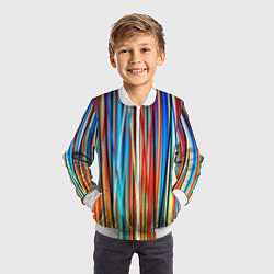 Бомбер детский Colored stripes, цвет: 3D-белый — фото 2