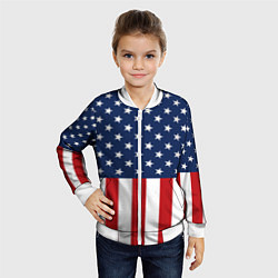 Бомбер детский Флаг США, цвет: 3D-белый — фото 2