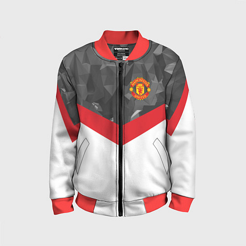 Детский бомбер Man United FC: Grey Polygons / 3D-Красный – фото 1