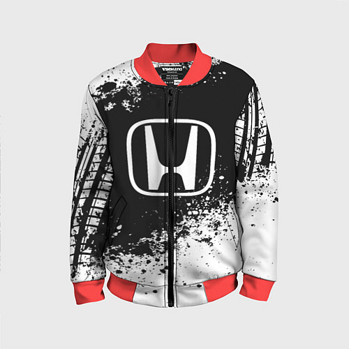 Детский бомбер Honda: Black Spray / 3D-Красный – фото 1