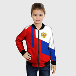 Бомбер детский Russia: Geometry Tricolor, цвет: 3D-черный — фото 2