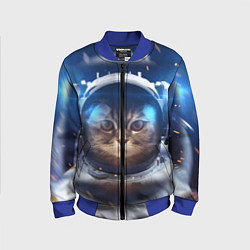 Бомбер детский Кот-космонавт, цвет: 3D-синий