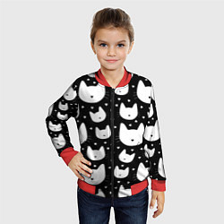 Бомбер детский Love Cats Pattern, цвет: 3D-красный — фото 2