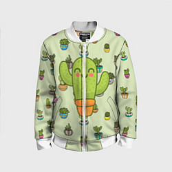 Бомбер детский Веселый кактус, цвет: 3D-белый