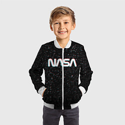 Бомбер детский NASA: Space Glitch, цвет: 3D-белый — фото 2