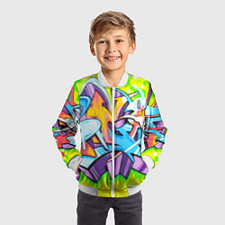 Бомбер детский Неоновая кислота, цвет: 3D-белый — фото 2