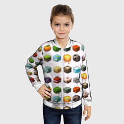 Бомбер детский Minecraft Cubes, цвет: 3D-белый — фото 2