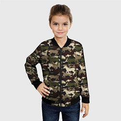 Бомбер детский Камуфляж - лошади, цвет: 3D-черный — фото 2