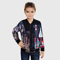 Бомбер детский Ночной Токио, цвет: 3D-черный — фото 2