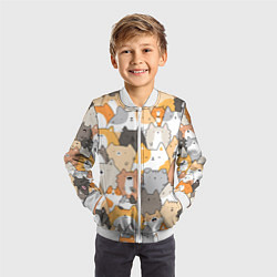 Бомбер детский Кошачья стая, цвет: 3D-белый — фото 2