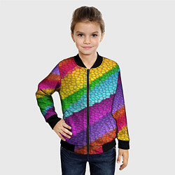 Бомбер детский Яркая мозаика радуга диагональ, цвет: 3D-черный — фото 2