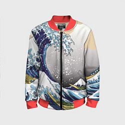 Бомбер детский The great wave off kanagawa, цвет: 3D-красный
