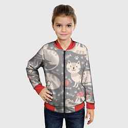 Бомбер детский Милые кошечки, цвет: 3D-красный — фото 2