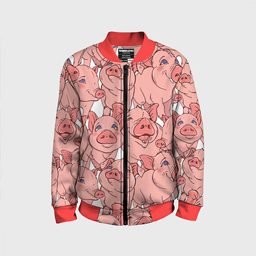 Детский бомбер Свиньи / 3D-Красный – фото 1