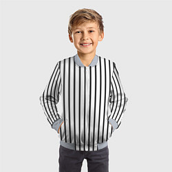 Бомбер детский Чёрные и белые полосы, цвет: 3D-серый — фото 2