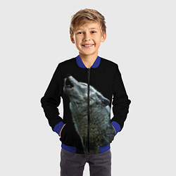 Бомбер детский Воющий волк, цвет: 3D-синий — фото 2
