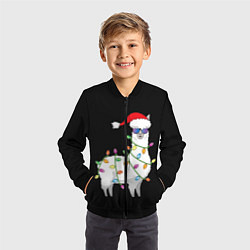 Бомбер детский Рождественская Лама, цвет: 3D-черный — фото 2