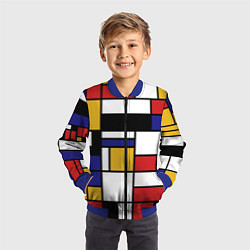 Бомбер детский Color blocking, цвет: 3D-синий — фото 2