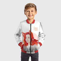 Бомбер детский Девушка-лиса, цвет: 3D-красный — фото 2