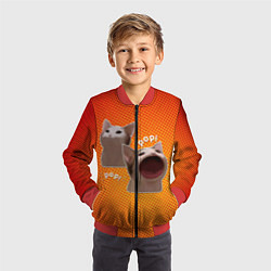 Бомбер детский Cat Pop Мем, цвет: 3D-красный — фото 2