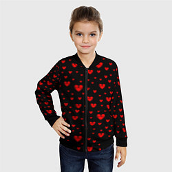 Бомбер детский Красные сердца, цвет: 3D-черный — фото 2