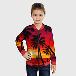 Бомбер детский Гавайский закат, цвет: 3D-красный — фото 2