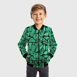 Бомбер детский Зеленый абстрактный узор, цвет: 3D-черный — фото 2
