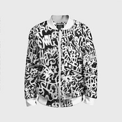 Бомбер детский Graffiti white on black, цвет: 3D-белый