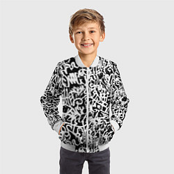 Бомбер детский Graffiti white on black, цвет: 3D-белый — фото 2