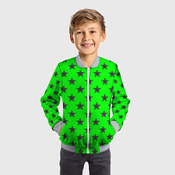 Бомбер детский Звездный фон зеленый, цвет: 3D-серый — фото 2