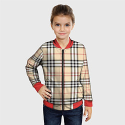 Бомбер детский Клетчатый принт в стиле Burberry, цвет: 3D-красный — фото 2