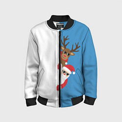 Бомбер детский Крутые Санта и Олень, цвет: 3D-черный