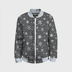 Бомбер детский Белые снежинки на сером фоне, цвет: 3D-серый