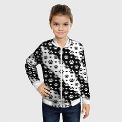 Бомбер детский Следы от Лап, цвет: 3D-белый — фото 2