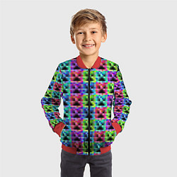 Бомбер детский МАЙНКРАФТ MINECRAFT ЦВЕТНЫЕ КРИПЕРЫ, цвет: 3D-красный — фото 2