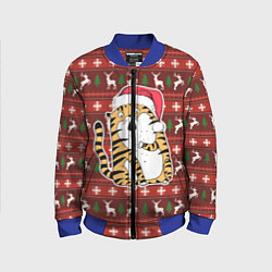 Детский бомбер Рождественский удивленный тигр