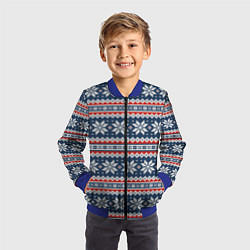 Бомбер детский Knitted Christmas Pattern, цвет: 3D-синий — фото 2