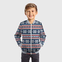 Бомбер детский Knitted Christmas Pattern, цвет: 3D-серый — фото 2