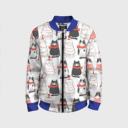 Бомбер детский НОВОГОДНИЕ КОТИКИ 2022, цвет: 3D-синий