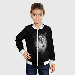 Бомбер детский Тигр черно-белый соты, цвет: 3D-белый — фото 2