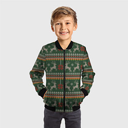 Бомбер детский Новогодний свитер c оленями 1, цвет: 3D-черный — фото 2